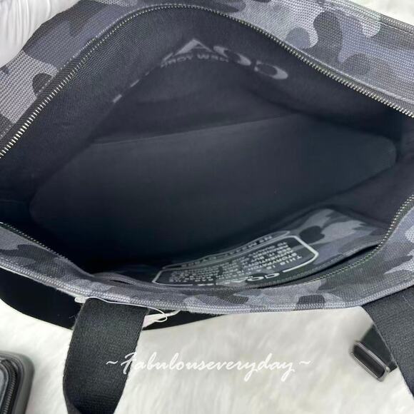 Coach Tote 38 Crossbody Bag Camo Print In Canvas/Gunmetal/Grey Multi CY805 NWT - Picture 7 of 10